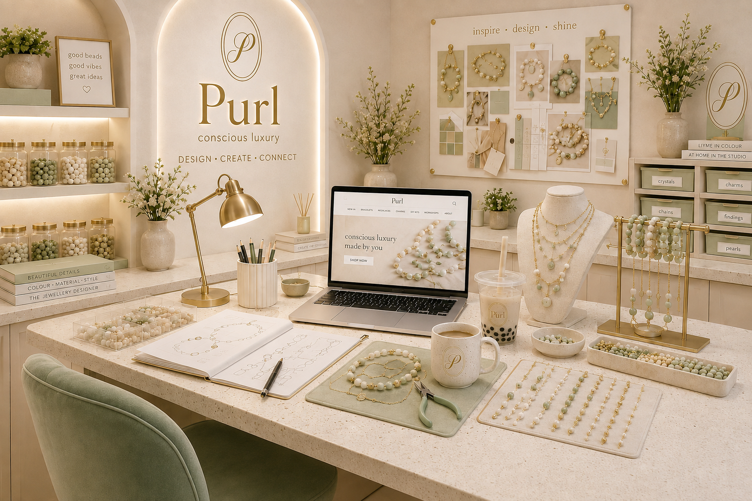 Luxury jewelry crafting tools and precious materials